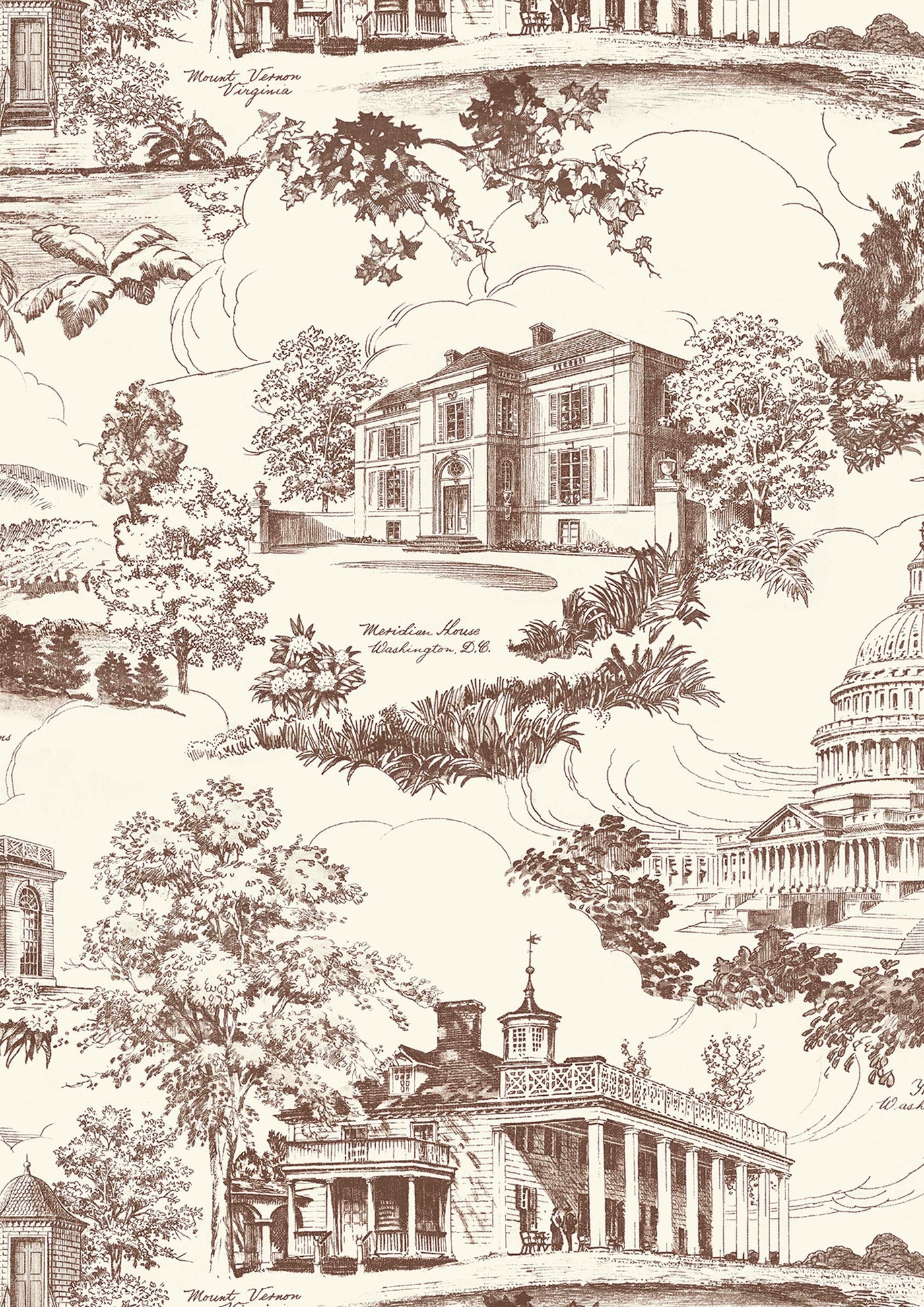 Washington Toile Library – närbild — Lewis & Wood tapet
