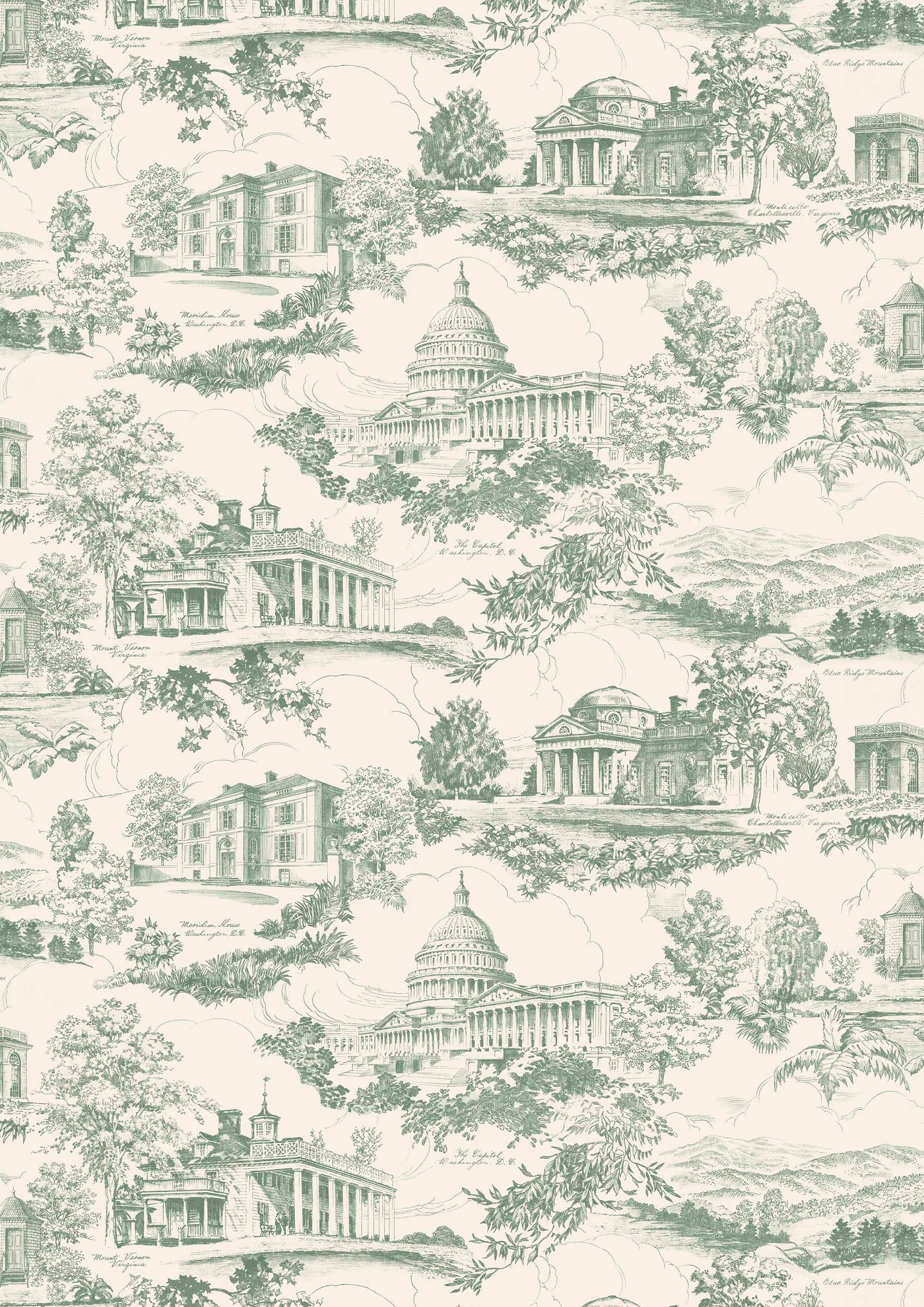 Washington Toile Lincoln Green – hel bredd — Lewis & Wood tapet