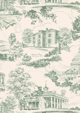 Washington Toile Lincoln Green – närbild — Lewis & Wood tapet