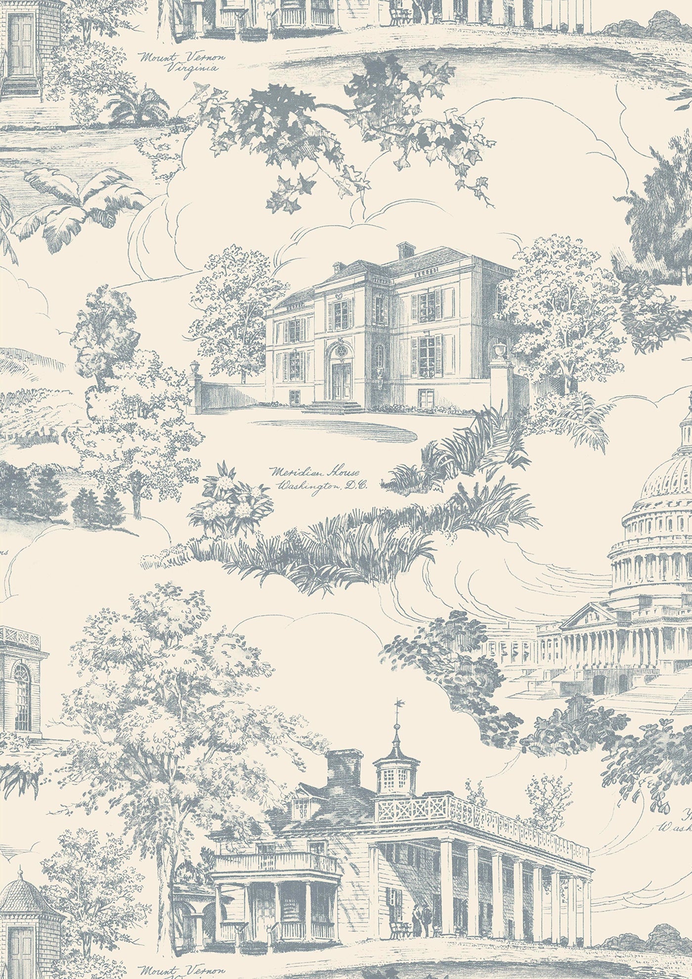 Washington Toile Potomac – närbild — Lewis & Wood tapet