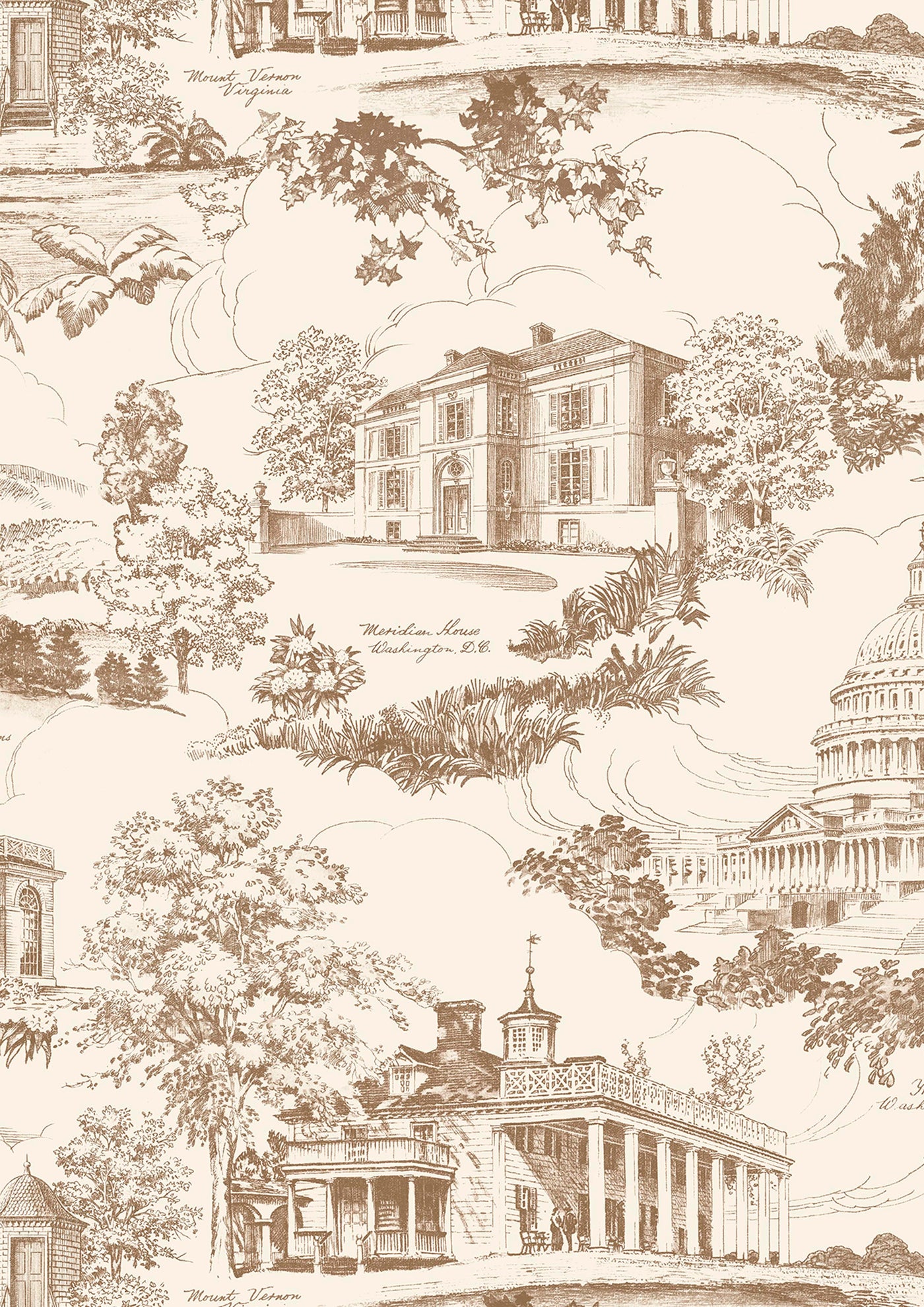 Washington Toile Vintage – närbild — Lewis & Wood tapet