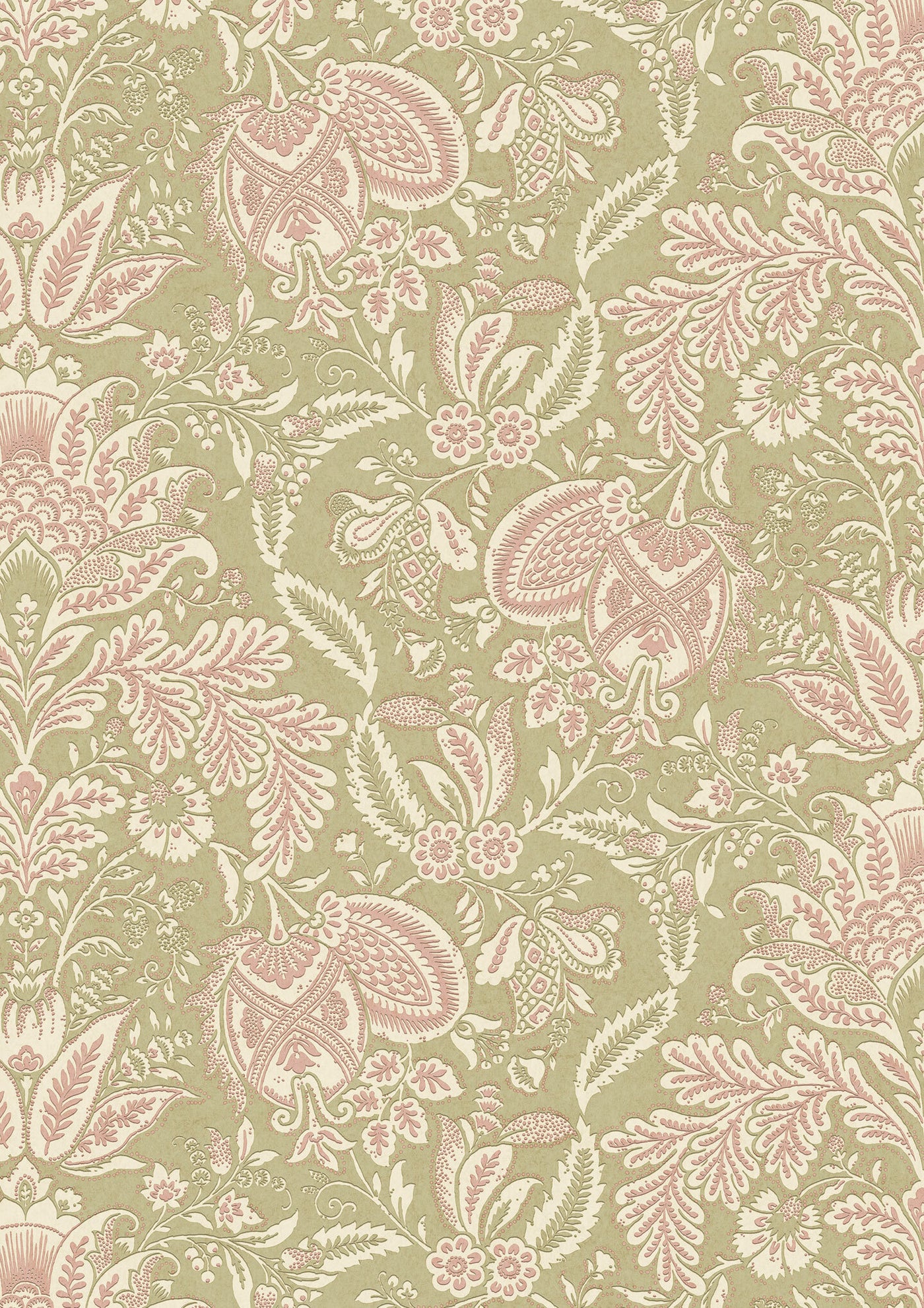 Wykeham Spring Green – närbild — Lewis & Wood tapet