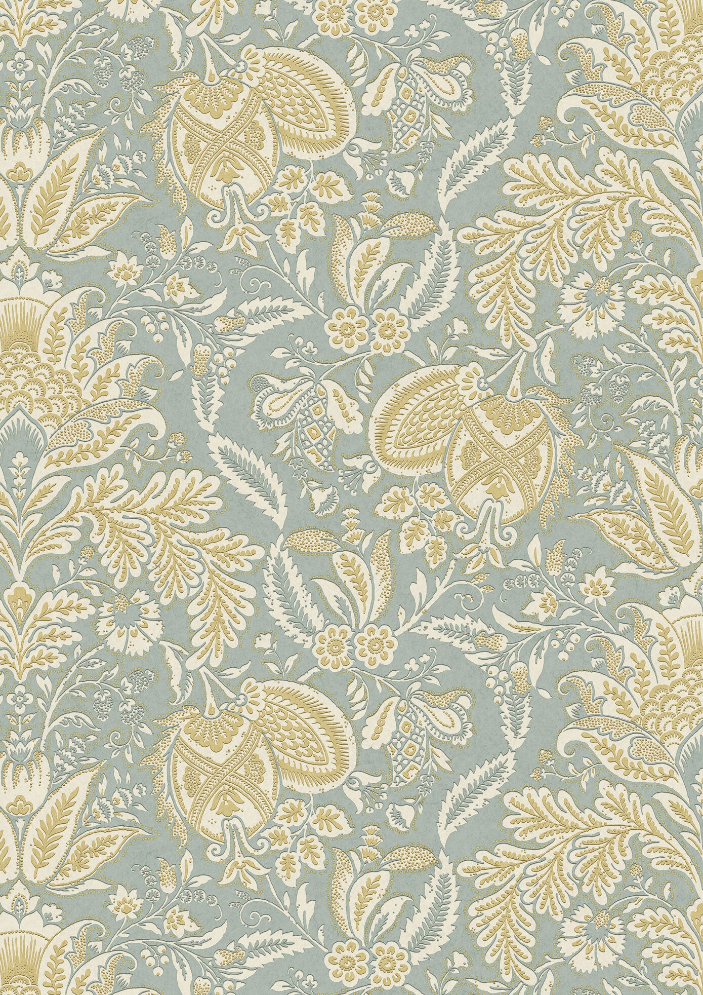 Wykeham Summer Blue – närbild — Lewis & Wood tapet