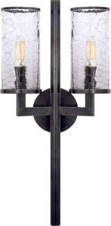 Liaison Double Vägglampa — Kelly Wearstler for Visual Comfort & Co. — Bronze with Crackle Glass