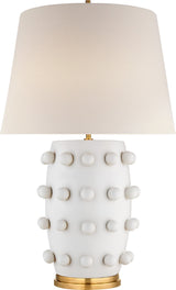 Linden Medium Lamp Bordslampa — Kelly Wearstler for Visual Comfort & Co. — Plaster White with Linen Shade