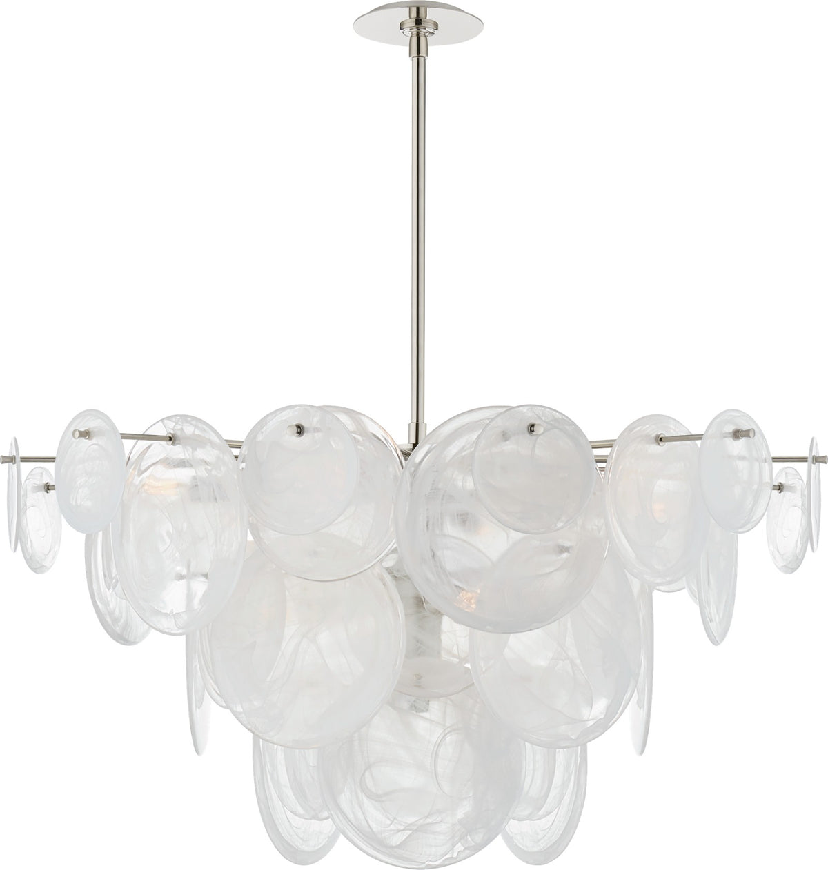 Loire Large Takkrona — Visual Comfort — Polished Nickel with White Strie Glass