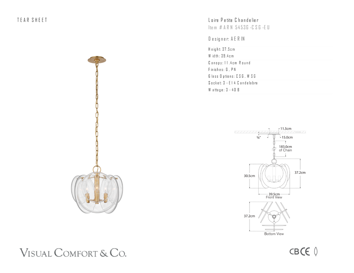 Loire Petite Takkrona — AERIN for Visual Comfort & Co. måttskiss