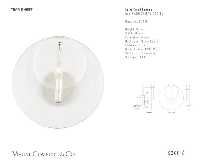 Loire Small Vägglampa måttskiss