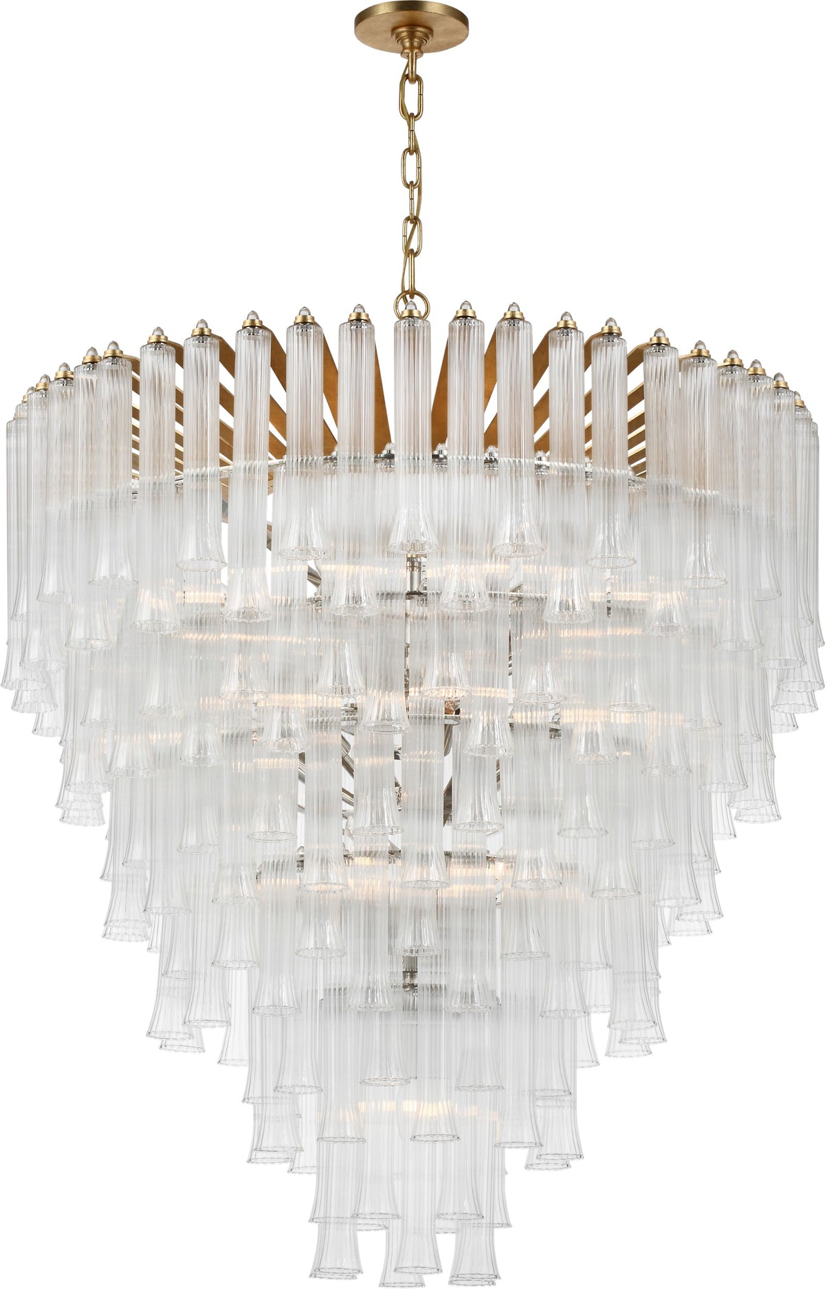 Lorelei X-Large Waterfall Takkrona — Julie Neill for Visual Comfort & Co. — Gild with Clear Glass