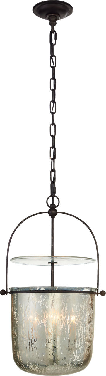 Lorford Small Smoke Bell Lykta — Chapman & Myers for Visual Comfort & Co. — Aged Iron with Antiqued Mercury Glass