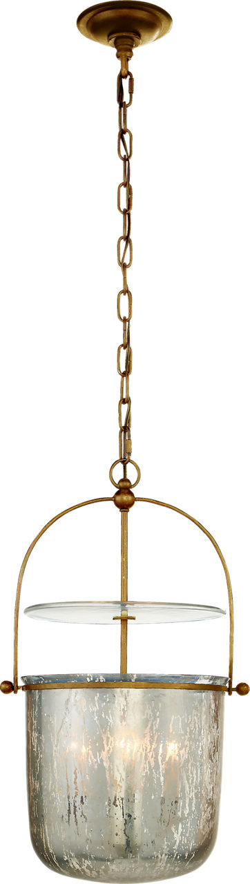 Lorford Small Smoke Bell Lykta — Chapman & Myers for Visual Comfort & Co. — Gilded Iron with Antiqued Mercury Glass