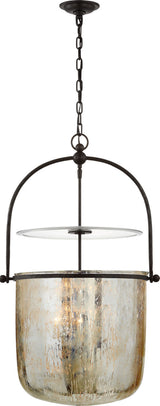 Lorford Smoke Bell Lykta — Chapman & Myers for Visual Comfort & Co. — Aged Iron with Mercury Glass