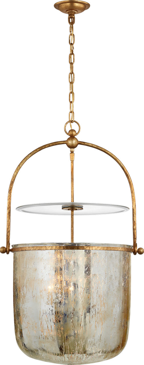 Lorford Smoke Bell Lykta — Chapman & Myers for Visual Comfort & Co. — Gilded Iron with Mercury Glass