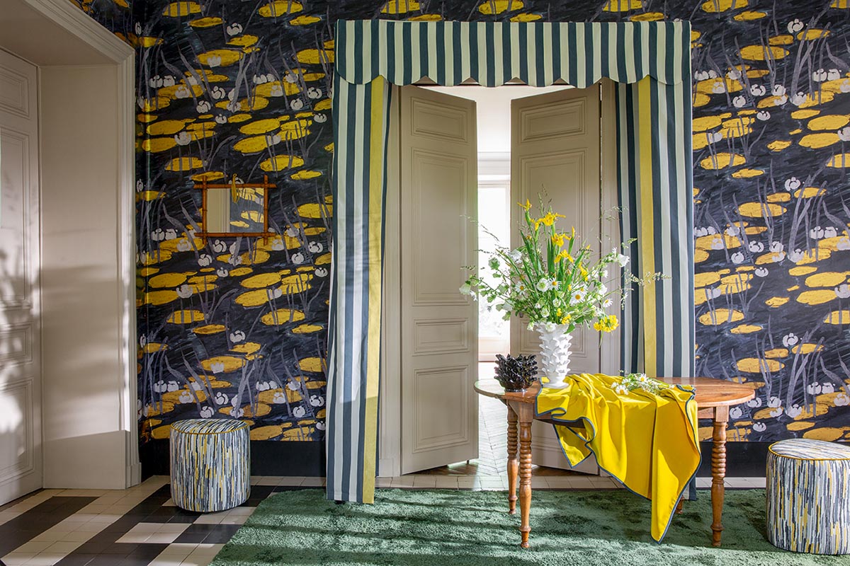 Lotus room setting — Pierre Frey wallpaper