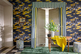 Lotus room setting — Pierre Frey wallpaper