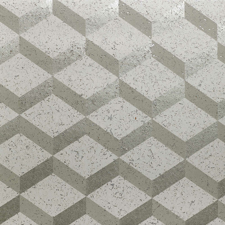 Nobilis Printed Cork 3D Square Tapetprov - 23 | Silver