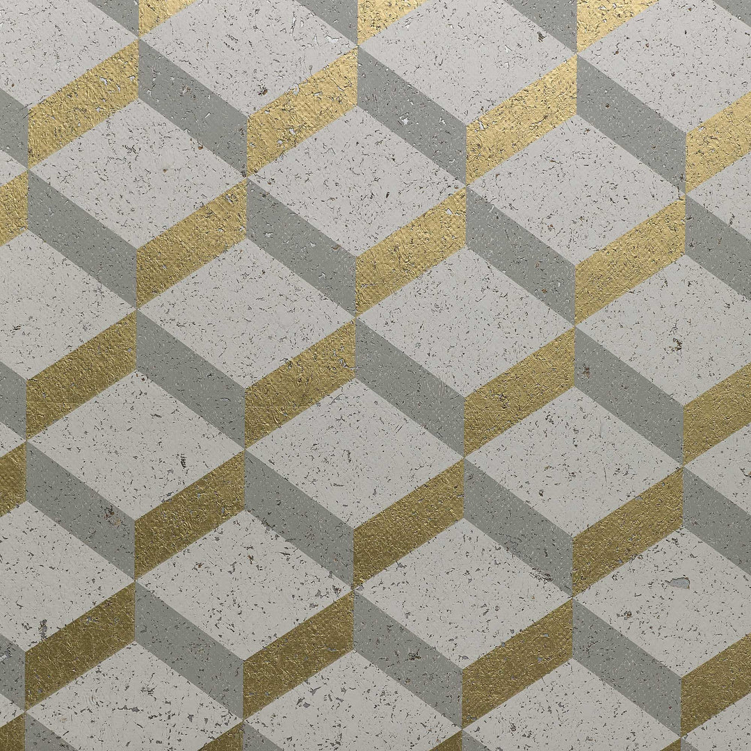 Nobilis Printed Cork 3D Square Tapetprov - 24 | Guld