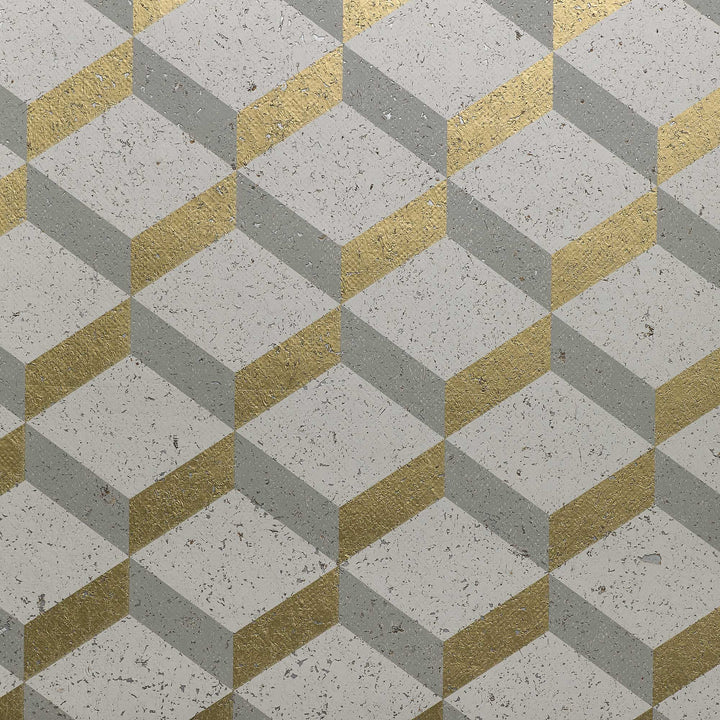 Nobilis Printed Cork 3D Square Tapetprov - 24 | Guld