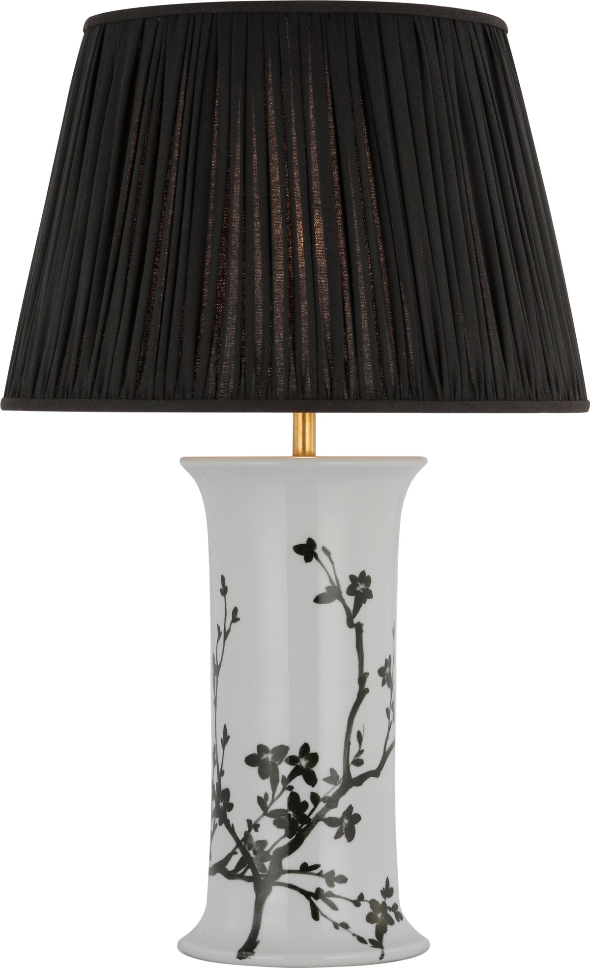 Mallory Medium Table Lamp — Schumacher for Visual Comfort & Co. — Black Twiggy with 18" Black Linen Pleated Empire Shade