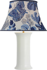 Mallory Medium Table Lamp — Schumacher for Visual Comfort & Co. — White Porcelain with Schumacher 20" Marine Exotic Butterfly Soft Empire Shade
