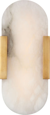 Melange 10" Elongated Wall Light — Kelly Wearstler for Visual Comfort & Co. — Antique-Burnished Brass with Alabaster