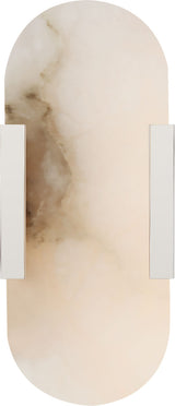 Melange 10" Elongated Wall Light — Kelly Wearstler for Visual Comfort & Co. — Polished Nickel with Alabaster