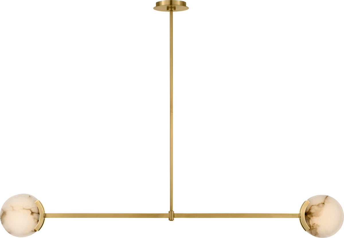 Melange 54" Linear Ceiling Light — Kelly Wearstler for Visual Comfort & Co. — Antique-Burnished Brass with Alabaster