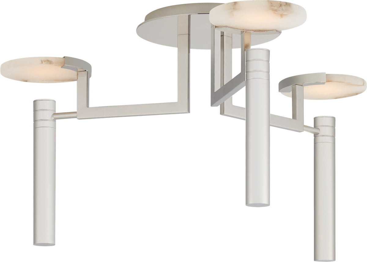Melange Large Floating Disc Semi-Flush Plafond — Kelly Wearstler for Visual Comfort & Co. — Polished Nickel with Alabaster