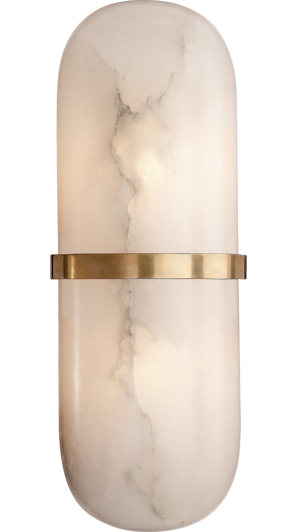 Melange Pill Form Vägglampa — Kelly Wearstler for Visual Comfort & Co. — Antique-Burnished Brass with Alabaster