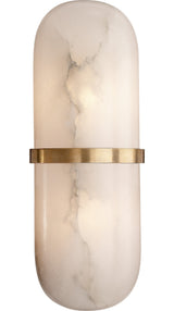 Melange Pill Form Vägglampa — Kelly Wearstler for Visual Comfort & Co. — Antique-Burnished Brass with Alabaster