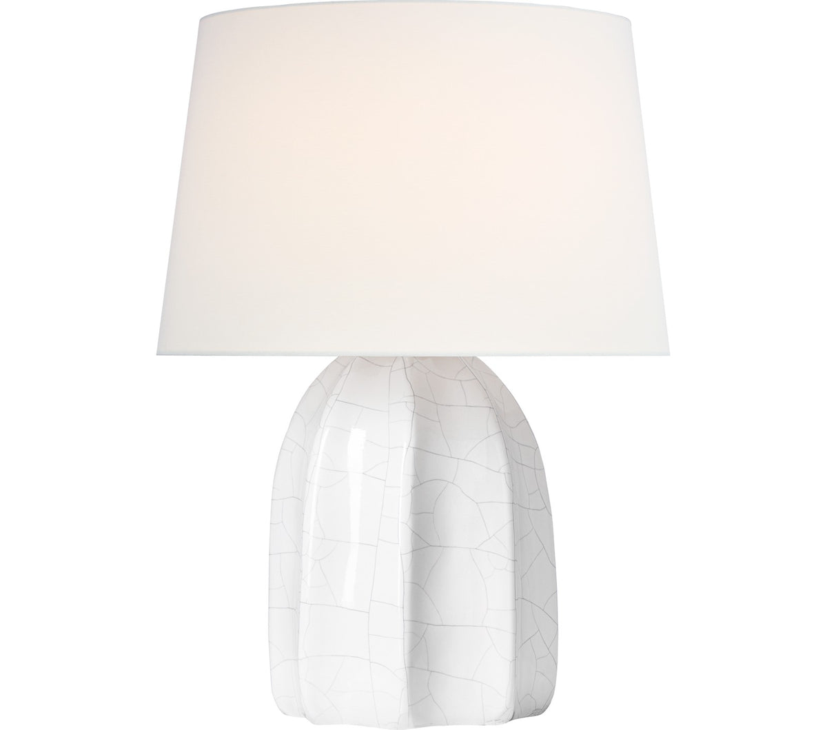 Melanie 12" Cordless Bordslampa — Barbara Barry for Visual Comfort & Co. — Crackled Ivory with Linen Shade