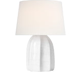 Melanie 12" Cordless Bordslampa — Barbara Barry for Visual Comfort & Co. — Crackled Ivory with Linen Shade