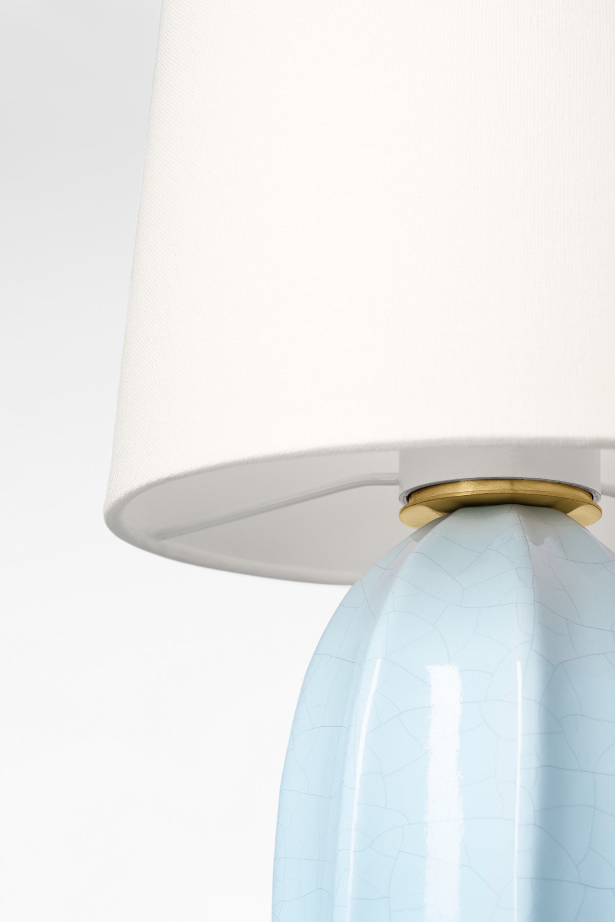 Melanie 12" Cordless Bordslampa — Barbara Barry for Visual Comfort & Co. — Crackled Moonseed with Linen Shade detaljbild