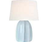Melanie 12" Cordless Bordslampa — Barbara Barry for Visual Comfort & Co. — Crackled Moonseed with Linen Shade