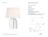 Melanie 12" Cordless Bordslampa — Barbara Barry for Visual Comfort & Co. måttskiss