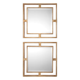 Allick Gold Square Mirrors S/2 - undefined