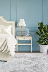Lacquered White Side Table with Drawer