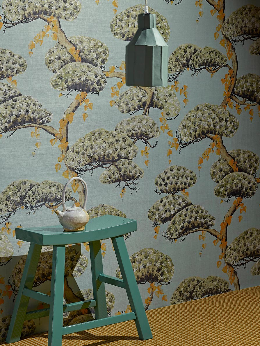 Momiji room setting — Pierre Frey wallpaper