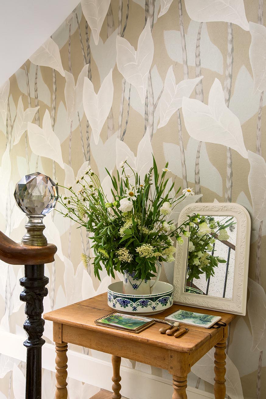 Monstera room setting — Pierre Frey wallpaper