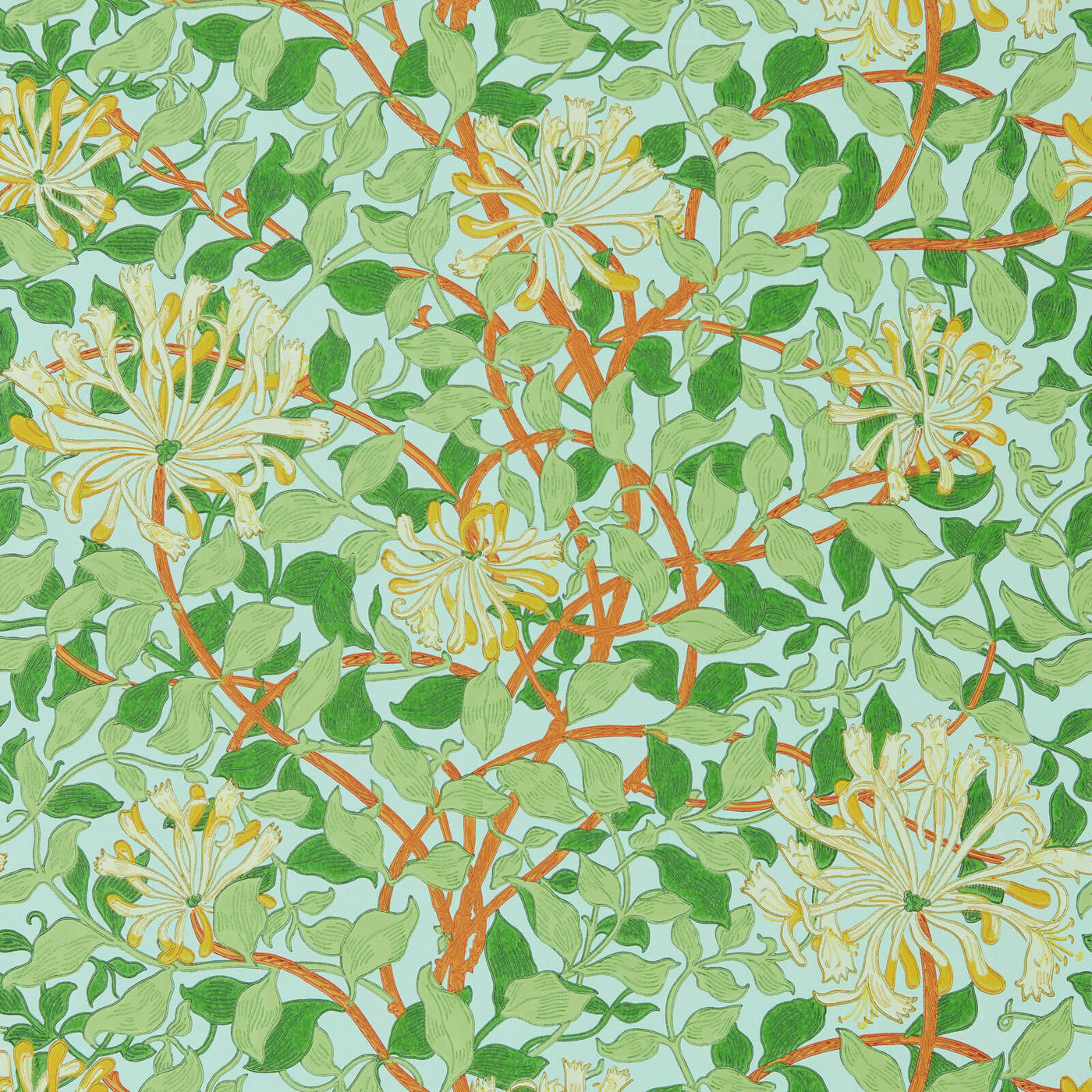 Honeysuckle Tapet Sky/Burnt Orange tapet fran Morris & Co