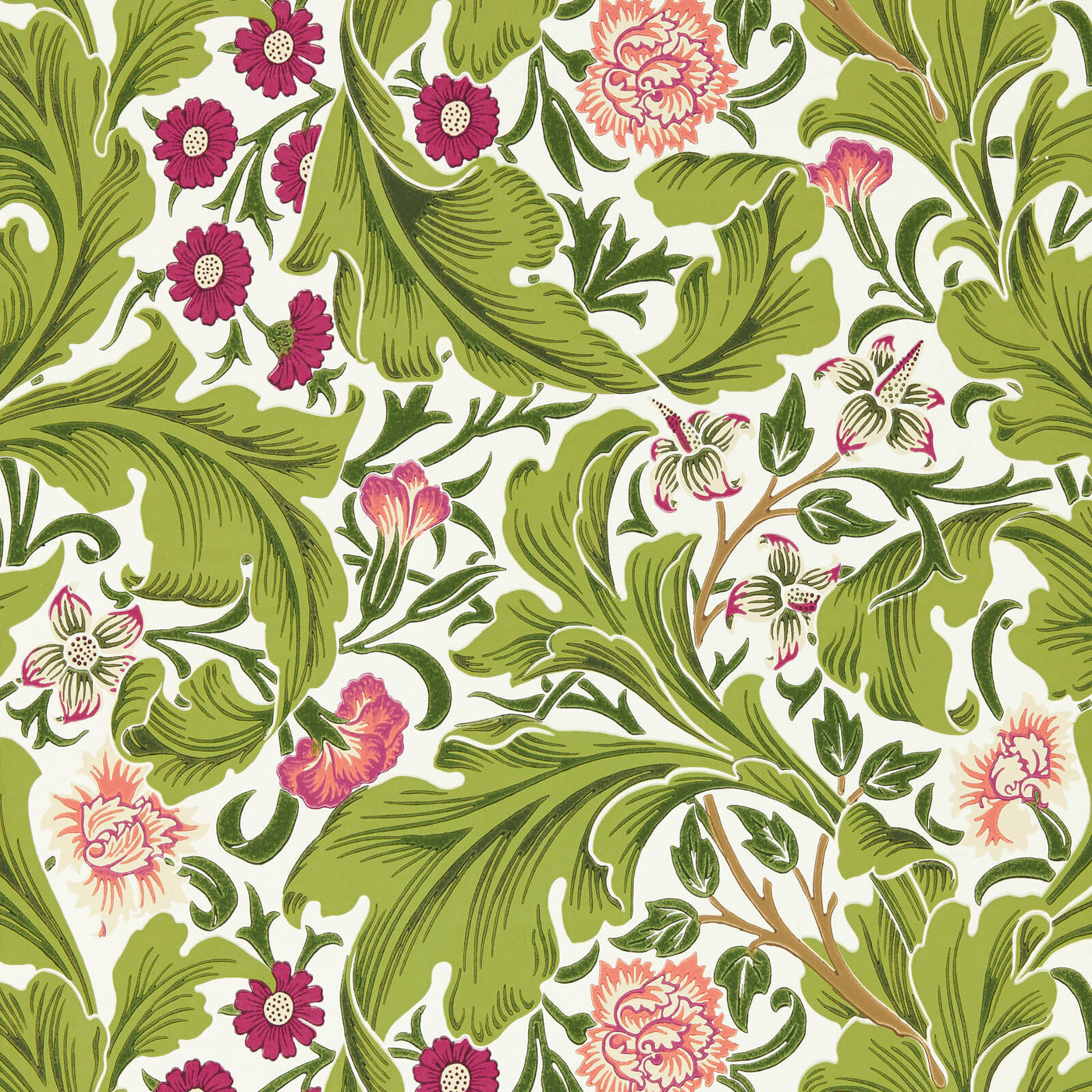 Leicester Tapet Sour Green/Plum tapet fran Morris & Co