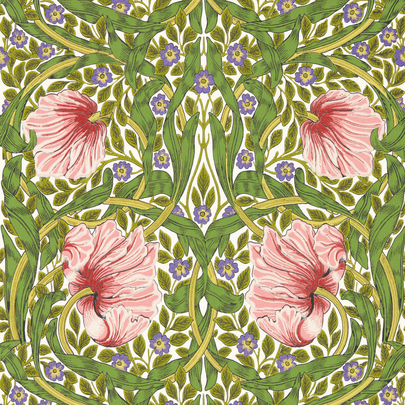 Pimpernel Tapet Sap Green/Strawberry tapet fran Morris & Co