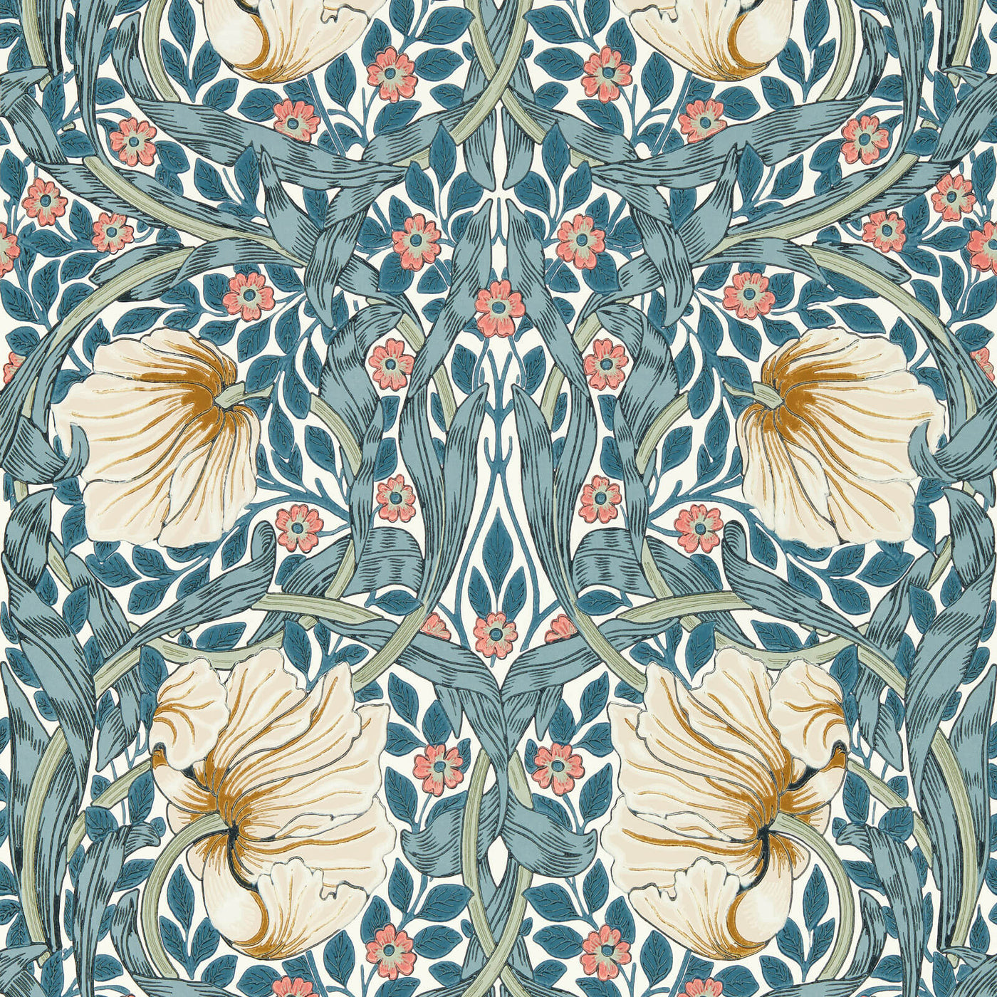 Pimpernel Tapet Woad/Coral tapet fran Morris & Co