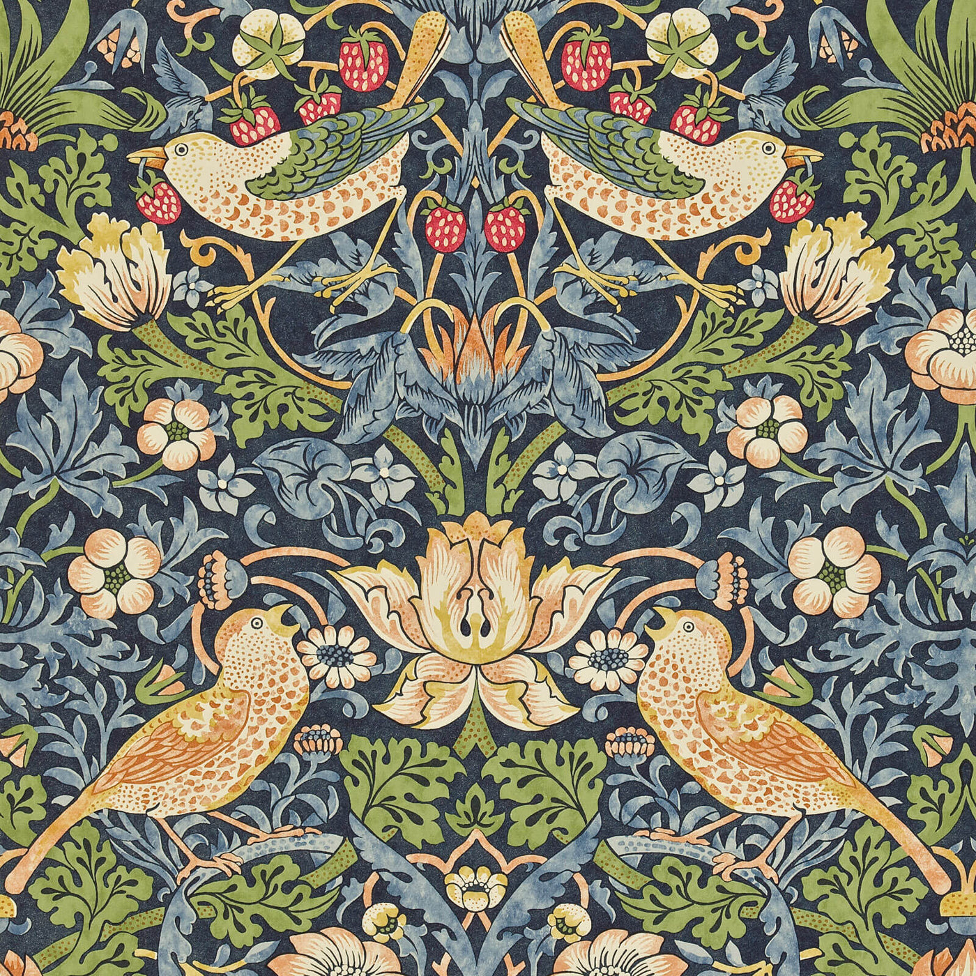 Strawberry Thief Tapet Indigo/Mineral tapet fran Morris & Co