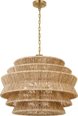 Antigua Medium Drum Takkrona — Chapman & Myers for Visual Comfort & Co. — Antique-Burnished Brass and Natural Abaca