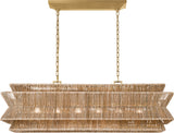 Antigua 54" Linear Ceiling Light — Chapman & Myers for Visual Comfort & Co. — Antique-Burnished Brass and Natural Abaca