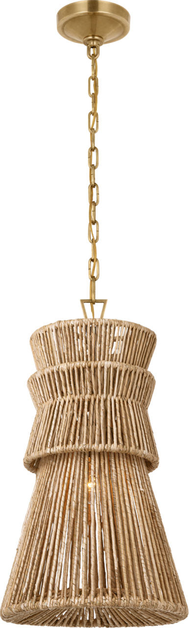 Antigua 13" Takpendel — Chapman & Myers for Visual Comfort & Co. — Antique-Burnished Brass and Natural Abaca