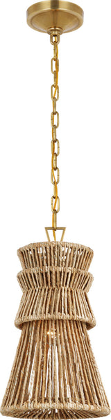 Antigua 10" Takpendel — Chapman & Myers for Visual Comfort & Co. — Antique-Burnished Brass and Natural Abaca
