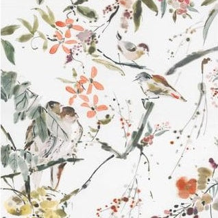 Penglai Charcoal/Sage/Coral — Nina Campbell tyg