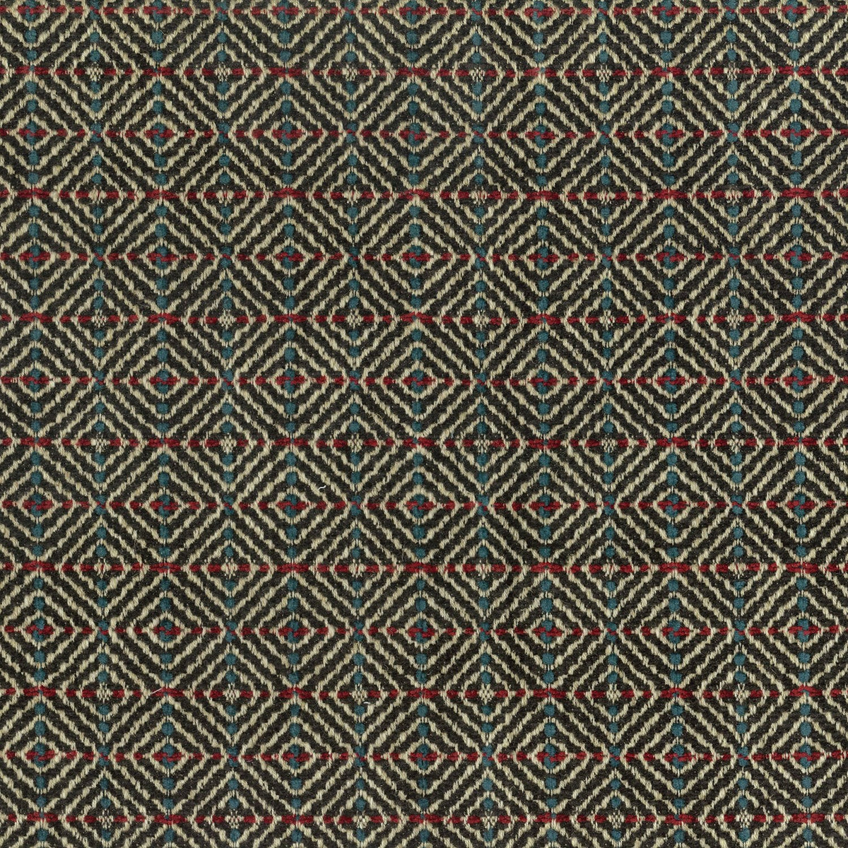 Todi Bitter Chocolate/Teal/Red — Nina Campbell tyg